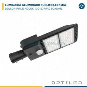 LUMINARIA ALUMBRADO PÚBLICO LED 150W SENSOR PIR 23 250LM TIPO III 4000K 100-277VAC 50/60HZ OPTILED