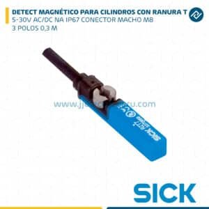 DETECT MAGNÉTICO PARA CILINDROS CON RANURA T, 5-30V AC/DC, NA, IP67, 3 POLOS, 0,3 M. SICK