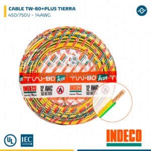 CABLE TW-80+PLUS TIERRA 450/750V - 14AWG INDECO