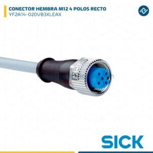 CONECTOR HEMBRA M12 4 POLOS RECTO YF2A14-020VB3XLEAX SICK
