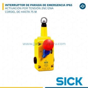 INTERRUPTOR DE PARADA DE EMERGENCIA, ACTIVACIÓN POR TENSIÓN, IP65, 2NC/2NA SICK