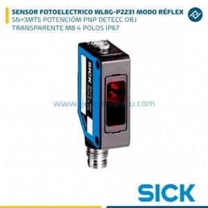SENSOR FOTOELÉCTRICO WL8G-P2231 SN<3MTS PNP DETECC OBJ TRANSPARENTE M8 4 POLOS IP67 SICK