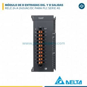 MÓDULO DE 8 ENTRADAS DIG. Y 8 SALIDAS RELÉ 24 A 240VAC/DC PARA PLC SERIE AS DELTA