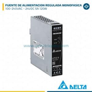FUENTE DE ALIMENTACIÓN REGULADA 100-240VAC - 24VDC, 5A, 120W MONOFÁSICA DELTA