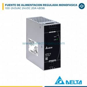 FUENTE DE ALIMENTACIÓN REGULADA 100-240VAC - 24VDC, 20A, 480W MONOFÁSICA DELTA