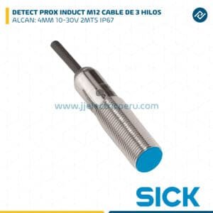 DETECT PROX INDUCT M12,ALCAN: 4MM,RASANTE,10-30V DC,NPN NA,IP67,CABLE DE 3 HILOS,2 MT SICK