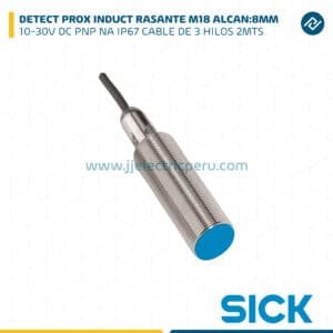 DETECT PROX INDUCT M18 ALCAN: 8MM RASANTE 10-30V DC IP67 CABLE DE 3 HILOS 2MTS SICK