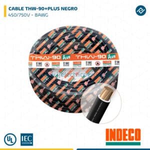 CABLE THW-90+PLUS NEGRO 450/750V - 8AWG INDECO