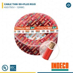 CABLE THW-90+PLUS ROJO 450/750V - 12AWG INDECO
