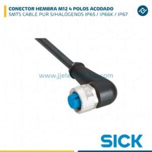 CONECTOR HEMBRA M12 4 POLOS ACODADO CON 5MTS CABLE PUR S/HALÓGENOS IP65/IP66K/IP67 SICK