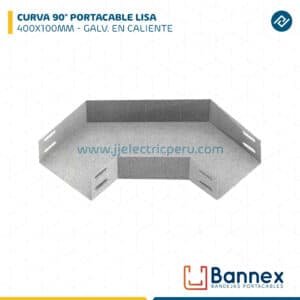 CURVA 90° PORTACABLE LISA 400X100MM ESPESOR 1.2MM/1.5MM GALVANIZADA EN CALIENTE BANNEX