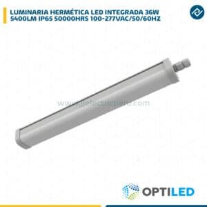 LUMINARIA HERMÉTICA LED INTEGRADA 36W 5400LM IP65 50000HRS 100-277VAC/50/60HZ OPTILED