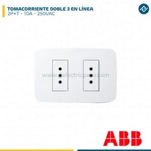 TOMACORRIENTE DOBLE 3 EN LÍNEA 2P+T 10A 250VAC 2CLA053320N1102 ABB